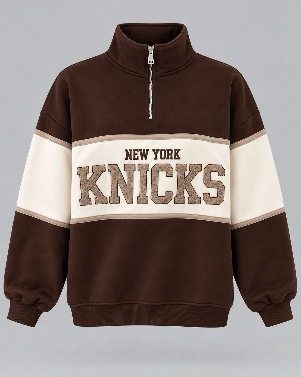 Kadın Kahverengi New York Knicks Baskılı Fermuarlı Sweatshirt