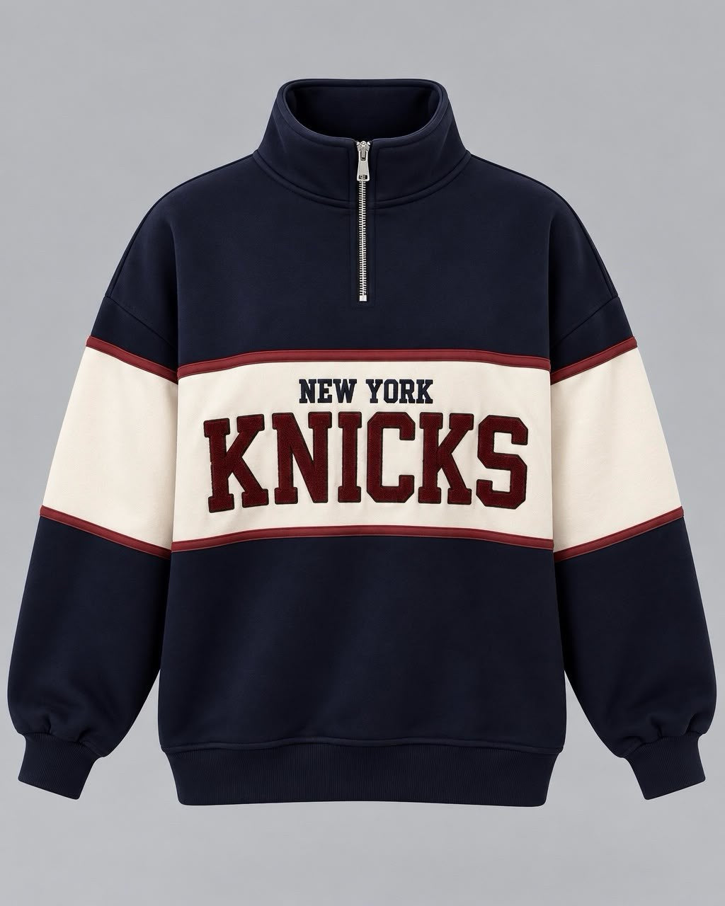Kadın Lacivert New York Knicks Baskılı Fermuarlı Sweatshirt