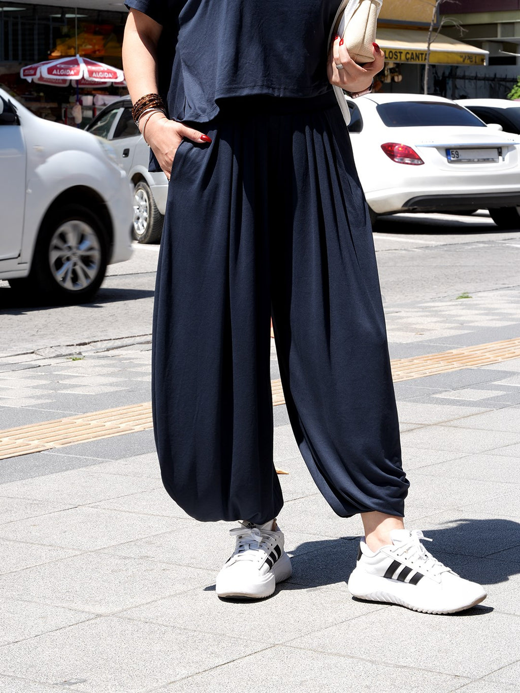 ANTRASİT ŞALVAR PANTOLON BLUZ TAKIM
