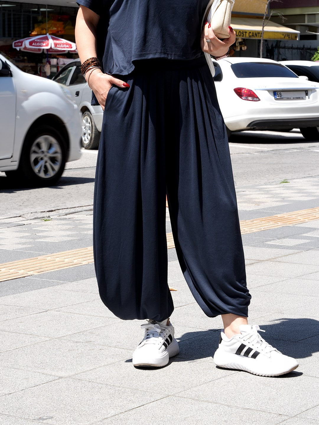 ANTRASİT ŞALVAR PANTOLON BLUZ TAKIM